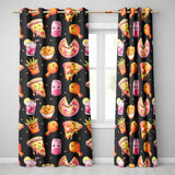 Cute Kawaii French Fries Black Background Seamless Pattern  Readymade Eyelet Ring Top Thermal 100% Blackout Curtains