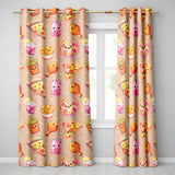 Cute Kawaii French Fries Peach Background Seamless Pattern  Readymade Eyelet Ring Top Thermal 100% Blackout Curtains