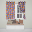 Cute French Fries Seamless Pattern Purple Background  Readymade Eyelet Ring Top Thermal 100% Blackout Curtains
