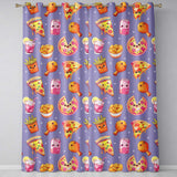 Cute French Fries Seamless Pattern Purple Background  Readymade Eyelet Ring Top Thermal 100% Blackout Curtains