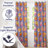 Cute French Fries Seamless Pattern Purple Background  Readymade Eyelet Ring Top Thermal 100% Blackout Curtains