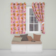 Cute Kawaii Fast Food Pattern with Pizza Chicken Soda Red Check Background  Readymade Eyelet Ring Top Thermal 100% Blackout Curtains