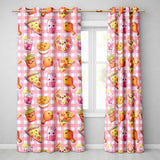 Cute Kawaii Fast Food Pattern with Pizza Chicken Soda Red Check Background  Readymade Eyelet Ring Top Thermal 100% Blackout Curtains