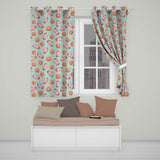 Cute Kawaii Donut and Strawberry Drink Pattern Teal Background Seamless  Readymade Eyelet Ring Top Thermal 100% Blackout Curtains