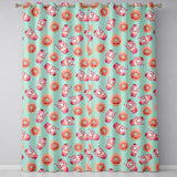 Cute Kawaii Donut and Strawberry Drink Pattern Teal Background Seamless  Readymade Eyelet Ring Top Thermal 100% Blackout Curtains