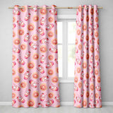 Cute Kawaii Donut and Strawberry Drink Pattern Blush Pink Background Seamless  Readymade Eyelet Ring Top Thermal 100% Blackout Curtains