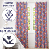 Cute Kawaii Donut and Strawberry Drink Pattern Purple Background Seamless  Readymade Eyelet Ring Top Thermal 100% Blackout Curtains