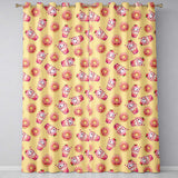 Cute Kawaii Donut and Strawberry Drink Pattern Yellow Background Seamless  Readymade Eyelet Ring Top Thermal 100% Blackout Curtains