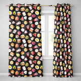 Kawaii Food Collection Sushi Fruit Drinks Cute Cartoon Seamless Pattern  Readymade Eyelet Ring Top Thermal 100% Blackout Curtains