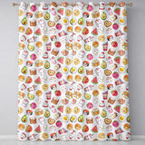 Kawaii Food Collection Cute Sushi Fruit Drinks Cartoon Seamless Pattern  Readymade Eyelet Ring Top Thermal 100% Blackout Curtains