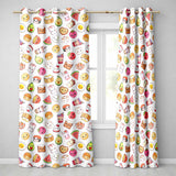 Kawaii Food Collection Cute Sushi Fruit Drinks Cartoon Seamless Pattern  Readymade Eyelet Ring Top Thermal 100% Blackout Curtains