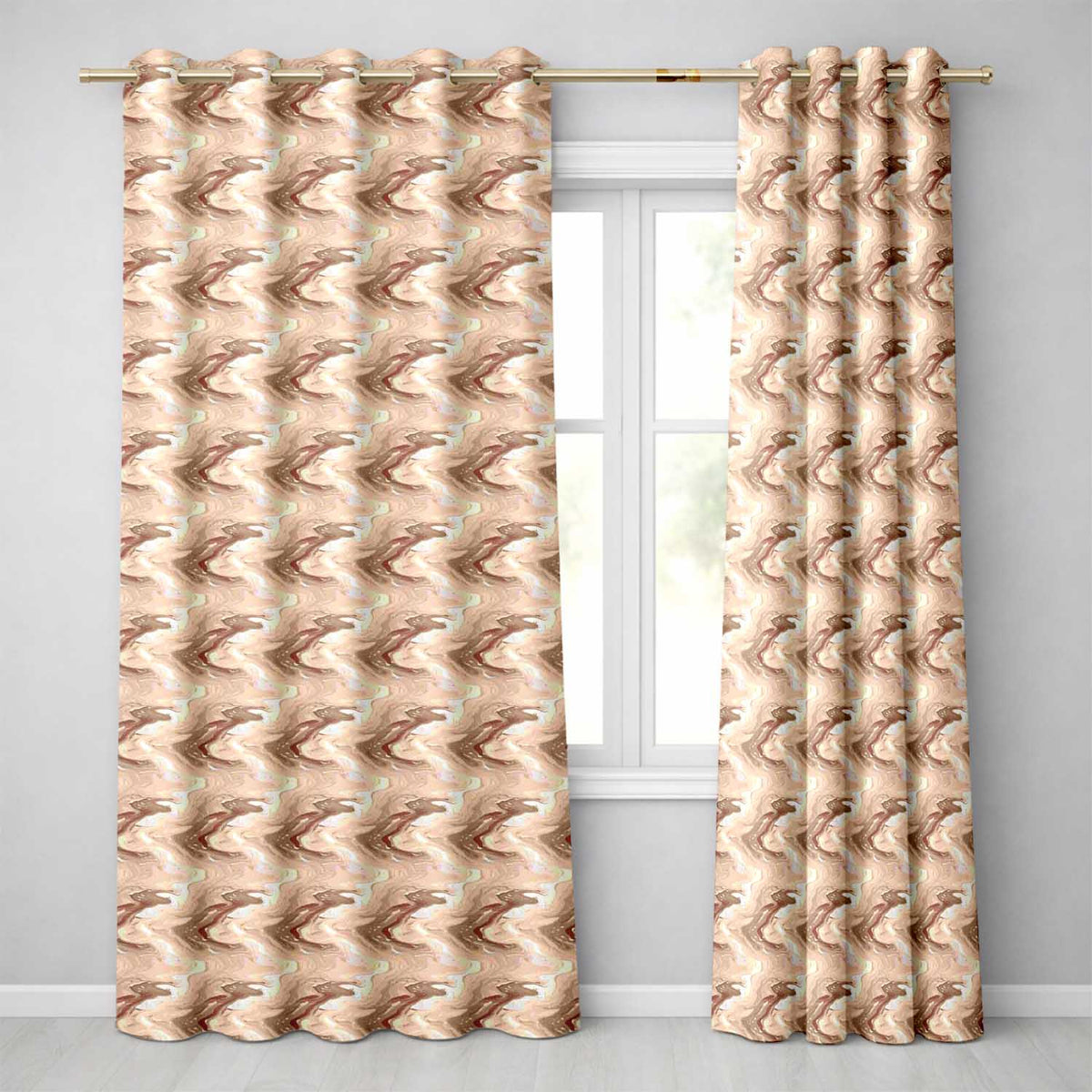 Neutral Beige Marble Fluid Abstract Swirl Seamless Pattern  Readymade Eyelet Ring Top Thermal 100% Blackout Curtains