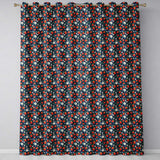 Wild Strawberry Floral Navy Background Seamless Pattern  Readymade Eyelet Ring Top Thermal 100% Blackout Curtains