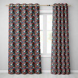 Wild Strawberry Floral Navy Background Seamless Pattern  Readymade Eyelet Ring Top Thermal 100% Blackout Curtains
