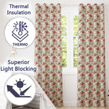 Romantic Vintage Rose Garden Seamless Pattern  Readymade Eyelet Ring Top Thermal 100% Blackout Curtains