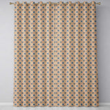 Classic Blue Floral Geometric Tile Pattern Seamless  Readymade Eyelet Ring Top Thermal 100% Blackout Curtains