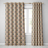 Intricate Moroccan Star Tile Blue Beige Pattern Seamless  Readymade Eyelet Ring Top Thermal 100% Blackout Curtains