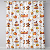 Cute Halloween Pumpkin Candy Cartoon Seamless Pattern  Readymade Eyelet Ring Top Thermal 100% Blackout Curtains