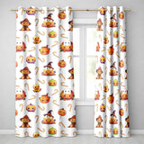 Cute Halloween Pumpkin Candy Cartoon Seamless Pattern  Readymade Eyelet Ring Top Thermal 100% Blackout Curtains