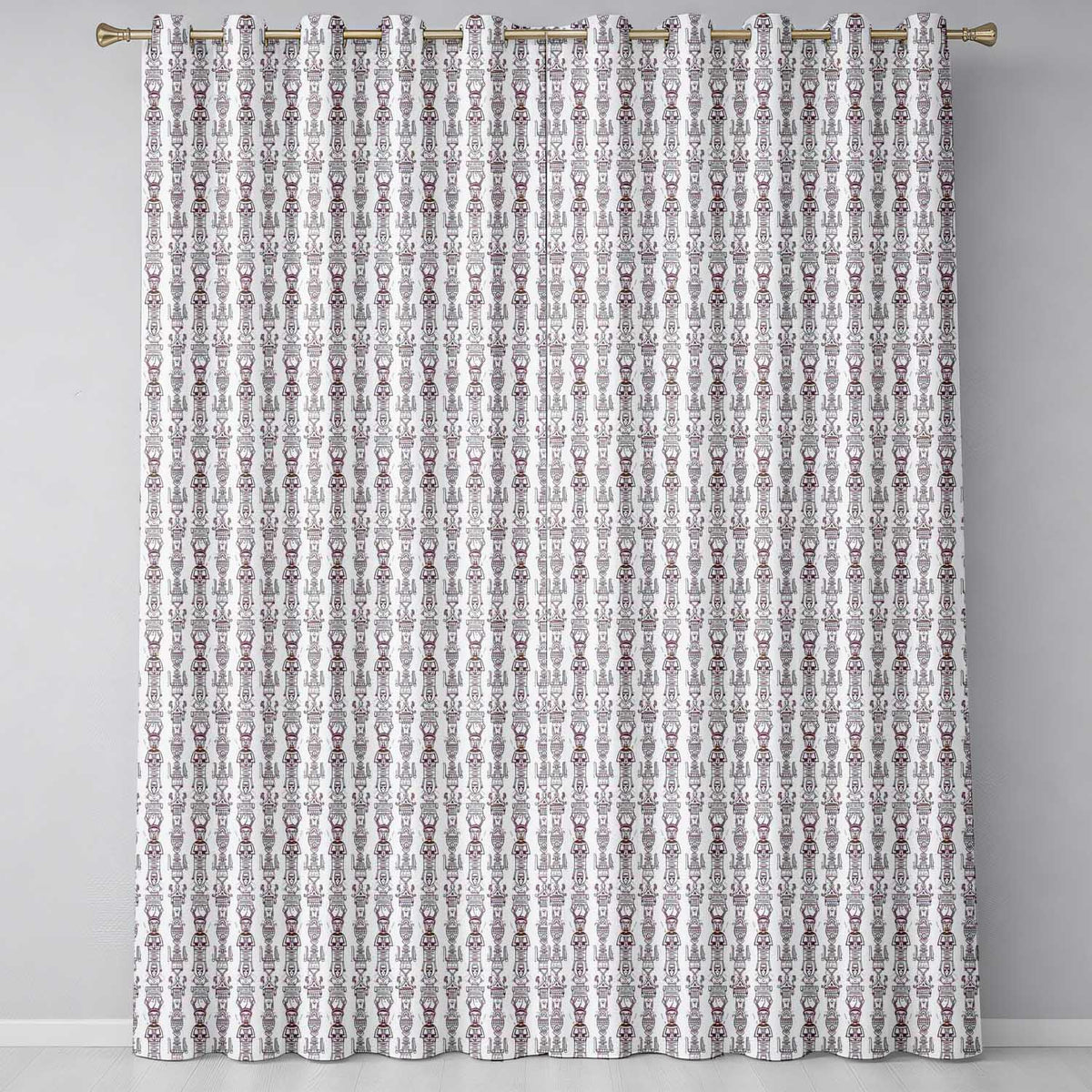 Tribal Ethnic Line Art Figures Seamless Pattern  Readymade Eyelet Ring Top Thermal 100% Blackout Curtains