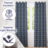 Vintage Blue Floral Garden Seamless Pattern Classic Botanical Style  Readymade Eyelet Ring Top Thermal 100% Blackout Curtains
