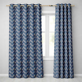 Vintage Blue Floral Garden Seamless Pattern Classic Botanical Style  Readymade Eyelet Ring Top Thermal 100% Blackout Curtains