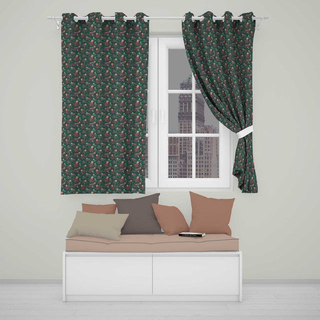 Detailed Octopus Illustration Seamless Pattern Dark Ocean Theme  Readymade Eyelet Ring Top Thermal 100% Blackout Curtains