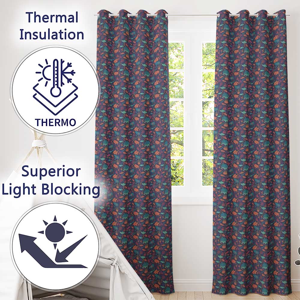 Vibrant Sea Life Seamless Pattern Tropical Fish Coral Reef Design  Readymade Eyelet Ring Top Thermal 100% Blackout Curtains