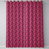 Elegant Pink Flowers on Black Seamless Pattern Botanical Floral Design  Readymade Eyelet Ring Top Thermal 100% Blackout Curtains