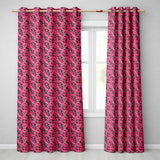 Elegant Pink Flowers on Black Seamless Pattern Botanical Floral Design  Readymade Eyelet Ring Top Thermal 100% Blackout Curtains