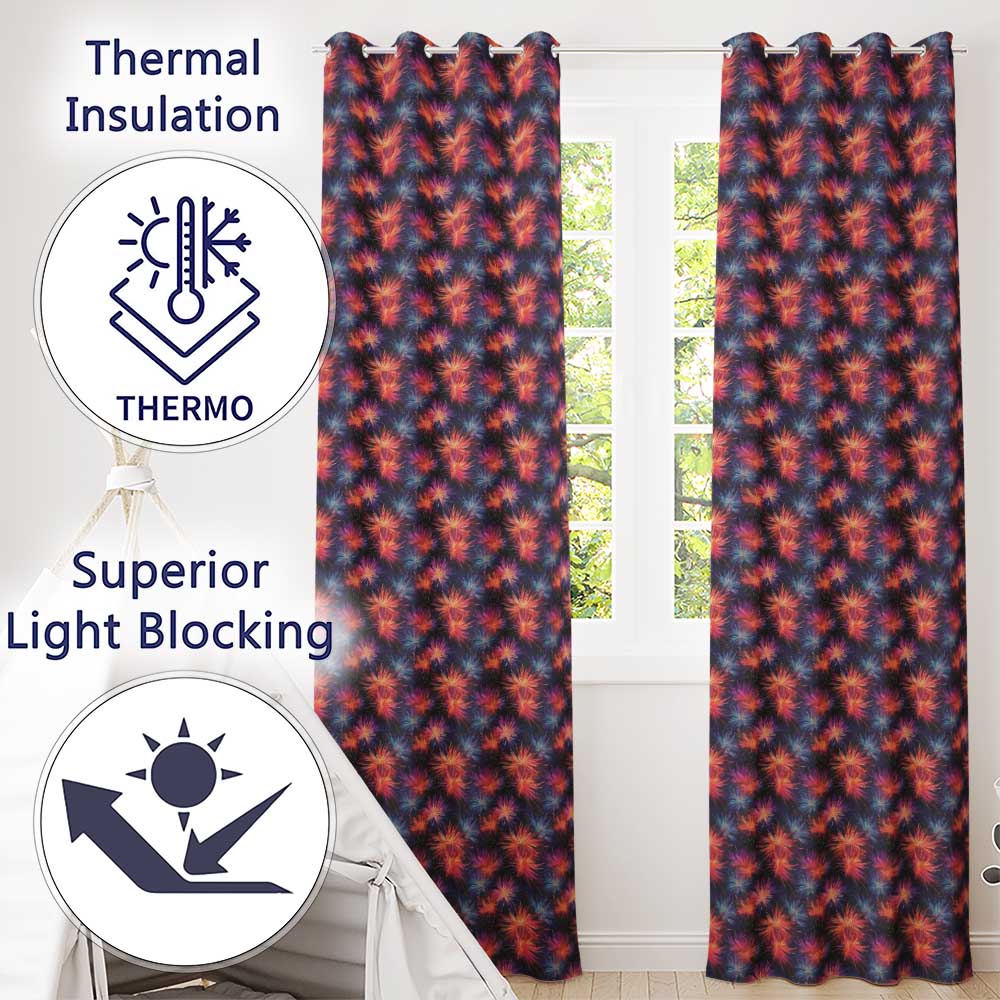 Bright Multicolor Fireworks Seamless Pattern Night Sky Celebration Design  Readymade Eyelet Ring Top Thermal 100% Blackout Curtains