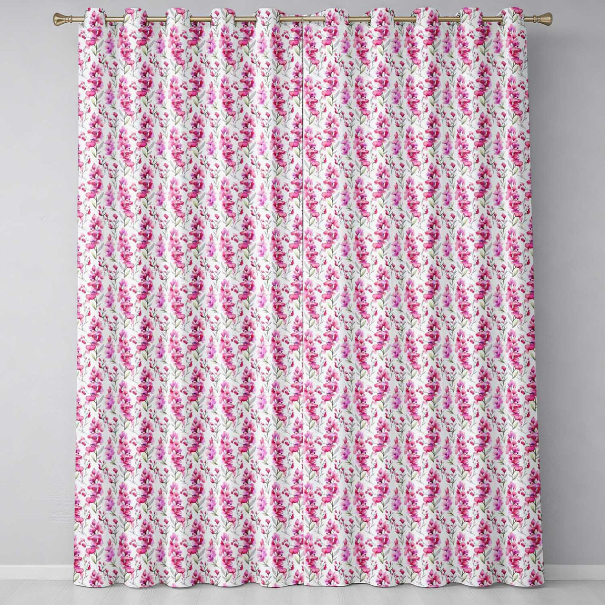 Pink Watercolor Blossom Floral Seamless Pattern Soft Romantic Design  Readymade Eyelet Ring Top Thermal 100% Blackout Curtains
