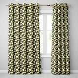 White Buttercup Flowers Dark Green Botanical Seamless Pattern Elegant  Readymade Eyelet Ring Top Thermal 100% Blackout Curtains