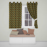 Golden Poppy Flowers Dark Background Seamless Pattern Rich Botanical  Readymade Eyelet Ring Top Thermal 100% Blackout Curtains