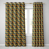 Golden Poppy Flowers Dark Background Seamless Pattern Rich Botanical  Readymade Eyelet Ring Top Thermal 100% Blackout Curtains