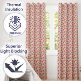 Peach Dahlia Floral Light Blue Background Seamless Pattern Elegant  Readymade Eyelet Ring Top Thermal 100% Blackout Curtains