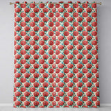 Red Dahlia Botanical Floral Seamless Pattern Detailed Bloom Design  Readymade Eyelet Ring Top Thermal 100% Blackout Curtains
