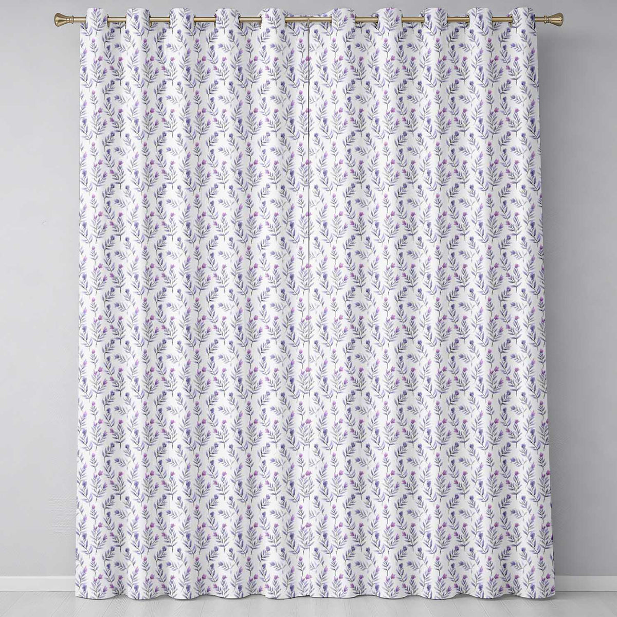 Minimal Lavender Leaves on Light Background Seamless Pattern Botanical Design  Readymade Eyelet Ring Top Thermal 100% Blackout Curtains