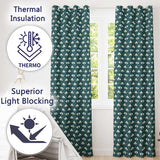 Stylized Snowdrop Floral Pattern on Deep Teal Background Seamless Design  Readymade Eyelet Ring Top Thermal 100% Blackout Curtains
