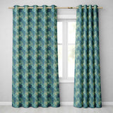 Teal Watercolor Spider Web Pattern with Abstract Texture Seamless Design  Readymade Eyelet Ring Top Thermal 100% Blackout Curtains