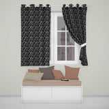 Silver and Black Luxury Baroque Floral Pattern Seamless Elegant Design  Readymade Eyelet Ring Top Thermal 100% Blackout Curtains