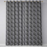 Silver Metallic Ornamental Floral Swirl Seamless Pattern  Readymade Eyelet Ring Top Thermal 100% Blackout Curtains