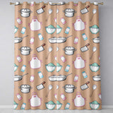 Cute Kitchen Utensils Apron Cooking Theme Peach Seamless Pattern  Readymade Eyelet Ring Top Thermal 100% Blackout Curtains