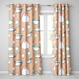 Cute Kitchen Utensils Apron Cooking Theme Peach Seamless Pattern  Readymade Eyelet Ring Top Thermal 100% Blackout Curtains