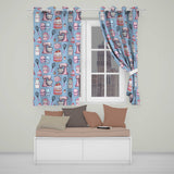 Cute Kawaii Baking Cake Mixer Blue Seamless Pattern  Readymade Eyelet Ring Top Thermal 100% Blackout Curtains