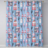 Cute Kawaii Baking Cake Mixer Blue Seamless Pattern  Readymade Eyelet Ring Top Thermal 100% Blackout Curtains
