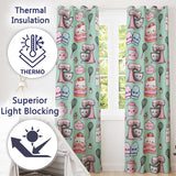 Cute Kawaii Baking Cake Mixer Mint Seamless Pattern  Readymade Eyelet Ring Top Thermal 100% Blackout Curtains