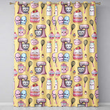 Cute Kawaii Baking Cake Mixer Yellow Seamless Pattern  Readymade Eyelet Ring Top Thermal 100% Blackout Curtains