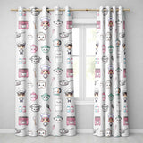 Cute Kawaii Chef Girl Beige Kitchen Utensils Seamless Pattern  Readymade Eyelet Ring Top Thermal 100% Blackout Curtains