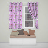 Cute Kawaii Chef Girl Purple Kitchen Utensils Seamless Pattern  Readymade Eyelet Ring Top Thermal 100% Blackout Curtains